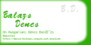 balazs dencs business card